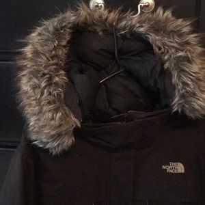 The North Face Black Puffer Jacket with Faux Fur Hood